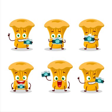 Chanterelle çizgi film karakteri ile fotoğrafçılık mesleği simgesi. Vektör illüstrasyonu