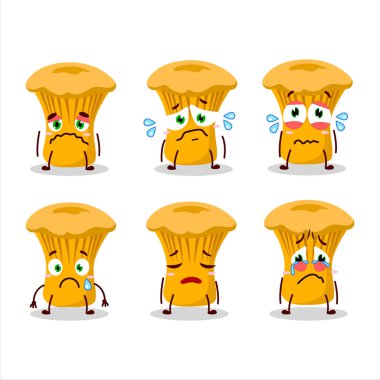 Hüzünlü bir ifadeyle Chanterelle çizgi filmi. Vektör illüstrasyonu