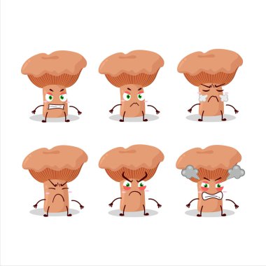 Çeşitli kızgın ifadeleri olan Niscalo çizgi film karakteri. Vektör illüstrasyonu