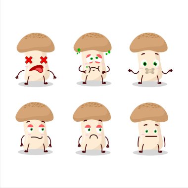 Shimeji mantar çizgi film karakteri, ifadesiz. Vektör illüstrasyonu