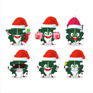 Noel Baba simgeleri ve lahana çizgi film karakteri. Vektör illüstrasyonu