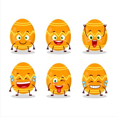 Portakal rengi paskalya yumurtasının gülümseyen yüzü olan çizgi film karakteri. Vektör illüstrasyonu