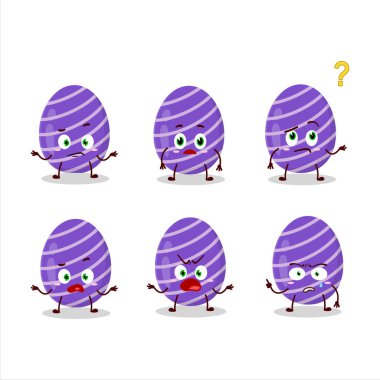 Cartoon character of purple easter egg with what expression. Vector illustration