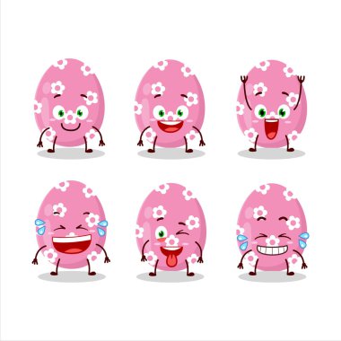 Gülen suratlı pembe paskalya yumurtasının çizgi film karakteri. Vektör illüstrasyonu