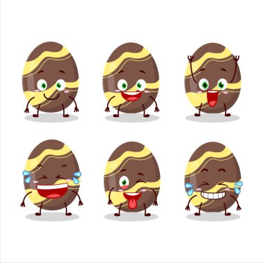 Kahverengi Paskalya Yumurtası çizgi film karakteri ve gülümseme ifadesi. Vektör illüstrasyonu