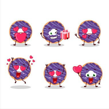 Sevgi ifadesi olan yabanmersinli çörek çizgi film karakteri. Vektör illüstrasyonu