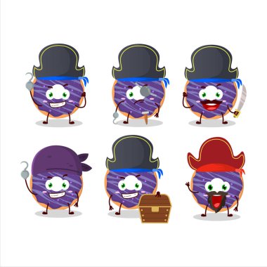 Çeşitli korsan ifadeli yabanmersinli çöreğin çizgi film karakteri. Vektör illüstrasyonu