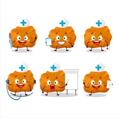 Karage çizgi film karakteri olan doktor mesleği simgesi. Vektör illüstrasyonu