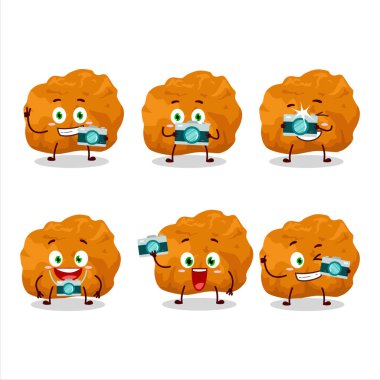 Karage çizgi film karakteri ile fotoğrafçılık mesleği simgesi. Vektör illüstrasyonu