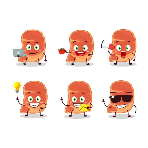 Carne Personagem Cartoon Com Vários Tipos Emoticons Negócios Ilustração Vetorial — Vetor de Stock