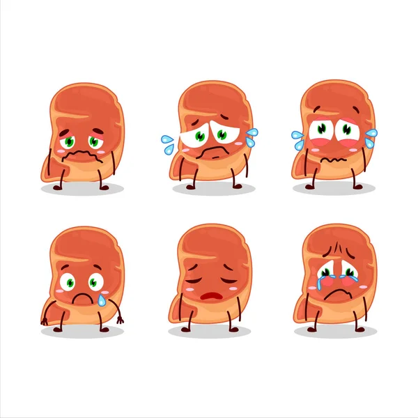 Steak Cartoon Character Sad Expression Vector Illustration — Stock Vector