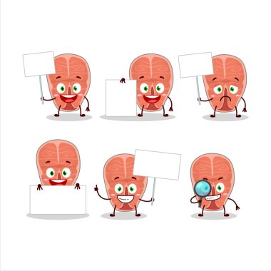 Karakterli ton balığı çizgi filmi bilgi panosu getirir. Vektör illüstrasyonu