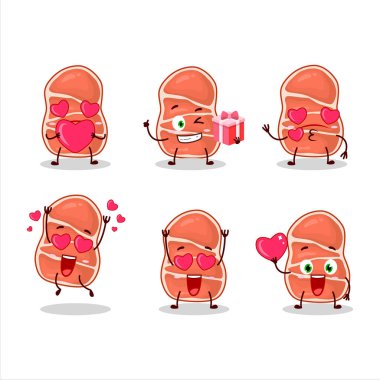Sevgi dolu simgesi olan domuz eti çizgi filmi karakteri. Vektör illüstrasyonu