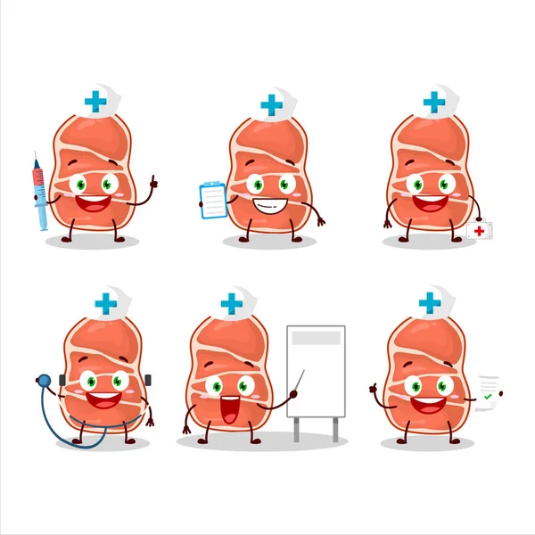 Doctor Profession Emoticon Smoke Pork Cartoon Character Vector Illustration — Stock Vector