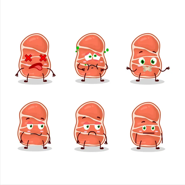 Smoke Pork Cartoon Character Nope Expression Vector Illustration — Stock Vector