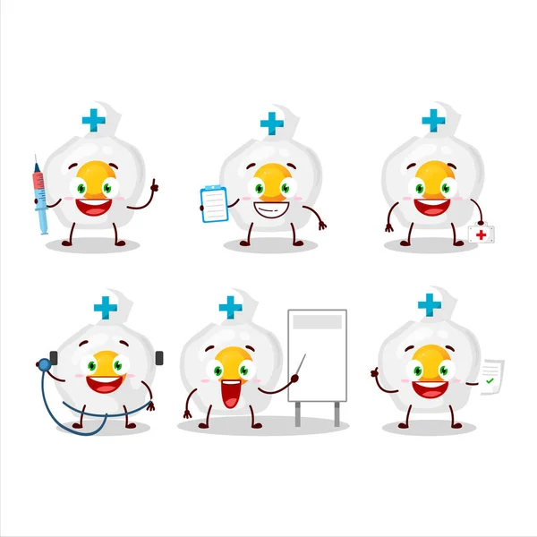 Emoticono Profesión Médica Con Personaje Dibujos Animados Huevo Frito Ilustración — Vector de stock