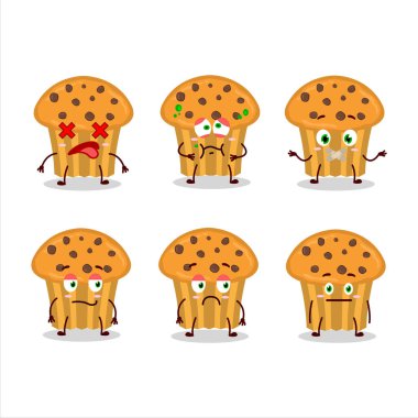 Çikolata parçacıklı kek çizgi film karakteri, ifadesiz. Vektör illüstrasyonu