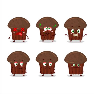 Yüzü olmayan çikolatalı kek çizgi film karakteri. Vektör illüstrasyonu