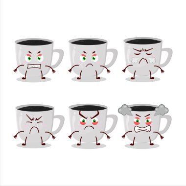 Çeşitli sinirli ifadeleri olan bir çizgi film karakteri. Vektör illüstrasyonu