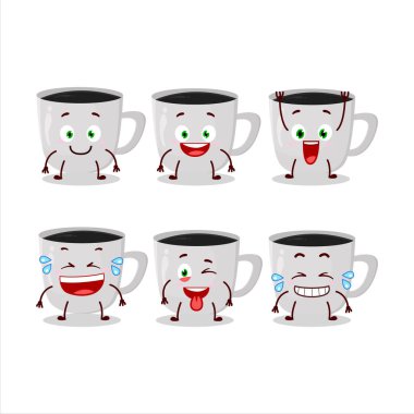 Gülen surat ifadesiyle kahvenin çizgi film karakteri. Vektör illüstrasyonu