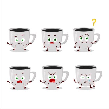 Kahvenin çizgi film karakteri hangi ifadeyle. Vektör illüstrasyonu