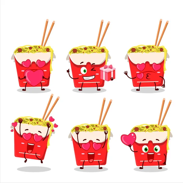 Noodles Caixa Personagem Desenho Animado Com Amor Bonito Emoticon Ilustração —  Vetores de Stock