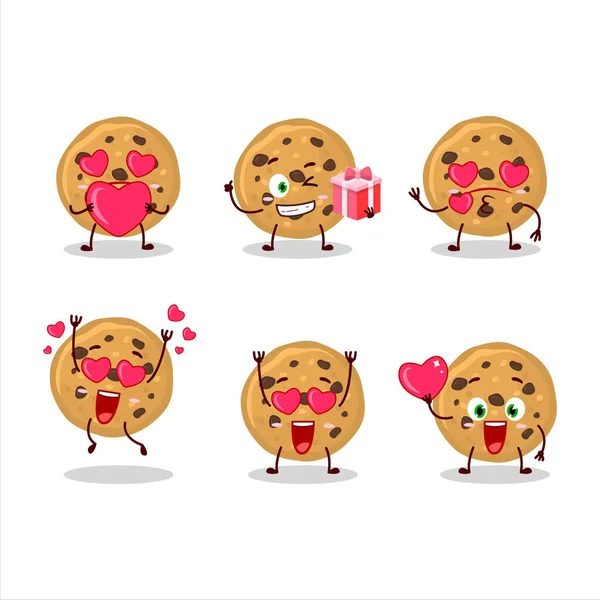 Μπισκότο Χαρακτήρα Κινουμένων Σχεδίων Αγάπη Χαριτωμένο Emoticon Εικονογράφηση Διανύσματος — Διανυσματικό Αρχείο