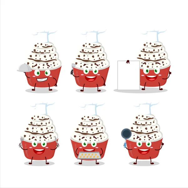 Cartoon Character Ice Cream Vanilla Cup Various Chef Emoticons Vector — Stock Vector