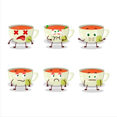 Yüzü olmayan bir fincan çay çizgi film karakteri. Vektör illüstrasyonu