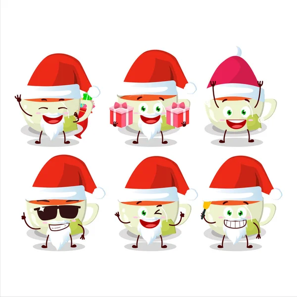 Emoticones Santa Claus Con Taza Personaje Dibujos Animados Ilustración Vectorial — Vector de stock