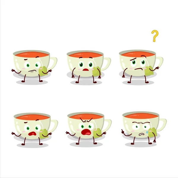 Personagem Desenhos Animados Xícara Chá Com Que Expressão Ilustração Vetorial —  Vetores de Stock