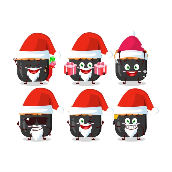 Émoticônes Père Noël Avec Personnage Dessin Animé Gunkan Sushi Illustration — Image vectorielle