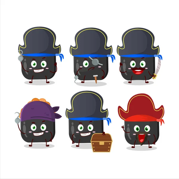 Personaje Dibujos Animados Sushi Gunkan Con Varios Emoticonos Piratas Ilustración — Archivo Imágenes Vectoriales