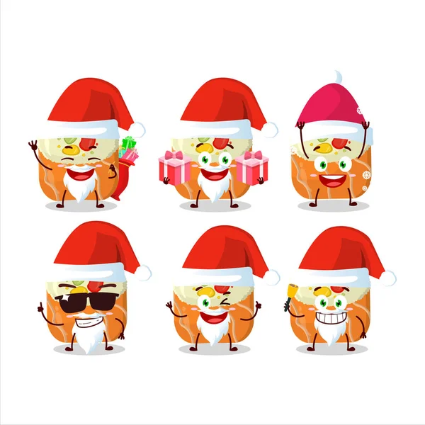 Emoticones Santa Claus Con Personaje Dibujos Animados Sushi Norimaki Ilustración — Vector de stock