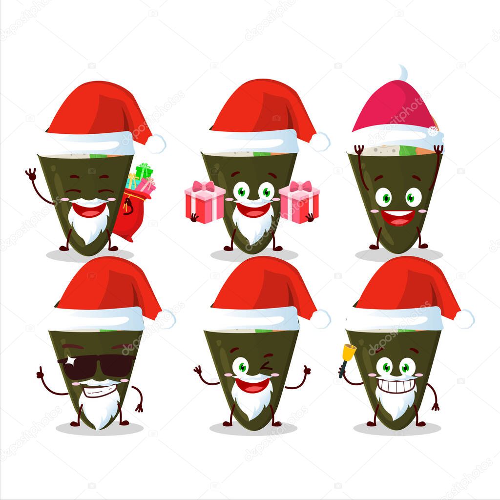 Santa Claus emoticons with temaki cartoon character. Vector illustration