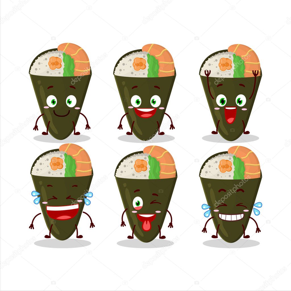 Cartoon character of temaki with smile expression. Vector illustration