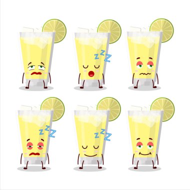 Uykulu yüzlü limonatanın çizgi film karakteri. Vektör illüstrasyonu