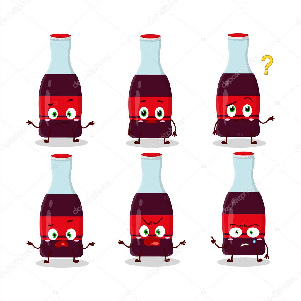 Cartoon character of soda bottle with what expression. Vector illustration