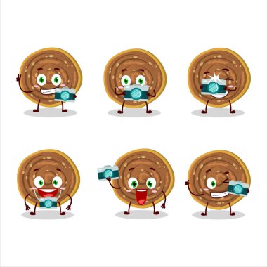 Bakvadi çizgi film karakteri ile fotoğrafçılık mesleği simgesi. Vektör illüstrasyonu