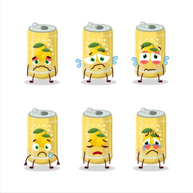 Limonlu soda kutusu karikatür karakteri. Vektör illüstrasyonu