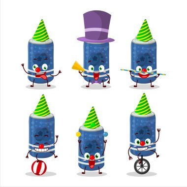 Çeşitli sirk şovları olan karikatür karakteri. Vektör illüstrasyonu