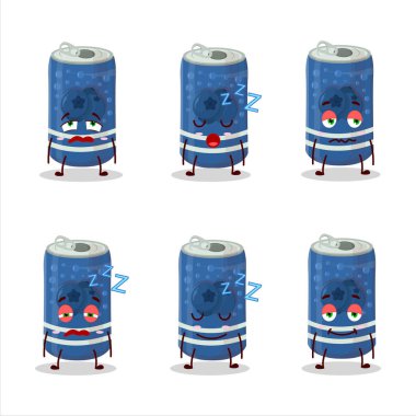 Uykulu ifadeli dutlu soda kutusunun çizgi film karakteri. Vektör illüstrasyonu