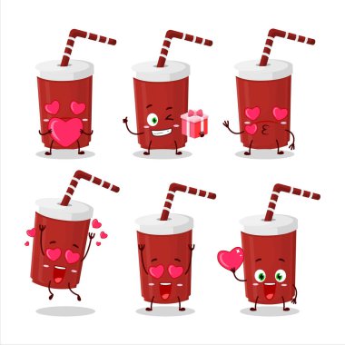 Sevgi ifadesi olan kırmızı karton bardak çizgi film karakteri. Vektör illüstrasyonu