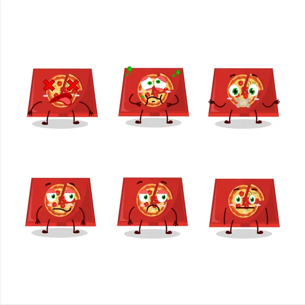 Caja Pizza Personaje Dibujos Animados Con Expresión Nope Ilustración Vectorial — Vector de stock
