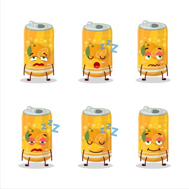 Portakallı soda kutusunun karikatür karakteri. Vektör illüstrasyonu