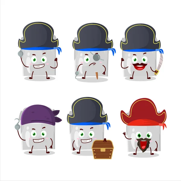 Tecknad karaktär matsäck med olika pirater emoticons — Stock vektor