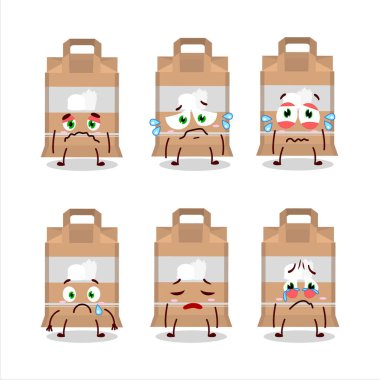 Hüzünlü ifadeli fast food çizgi film karakteri. Vektör illüstrasyonu