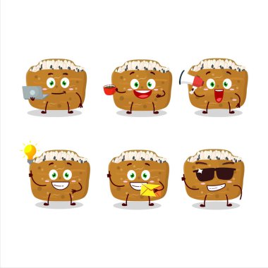 Çeşitli iş simgelerine sahip Inarizushi çizgi film karakteri. Vektör illüstrasyonu