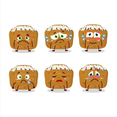 Inarizushi karikatüründe hüzünlü bir ifade var. Vektör illüstrasyonu