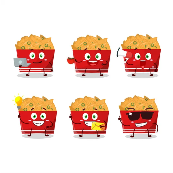 Nachos Cartoon Character Various Types Business Emoticons Vector Illustration — Stockový vektor